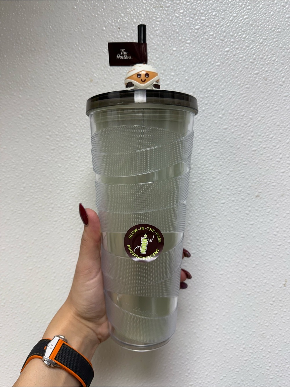 Glow-In-The-Dark Mummy Frosted Tumbler with Lid and Straw